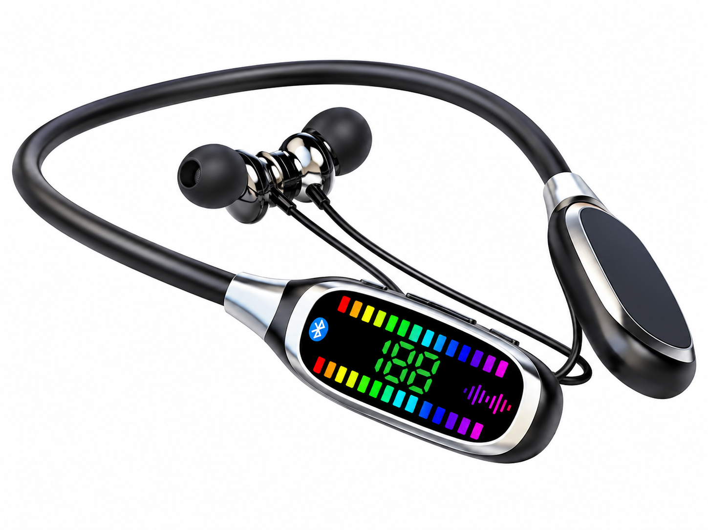 KG20 Wireless Neckband Headset - Hi-Res Audio Bluetooth Earphone with Smart LED Display, Extra Bass & Long Battery Life