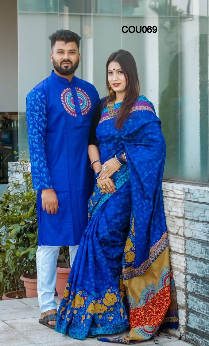 Half silk saree dupaiyan Panjabi couple Dress