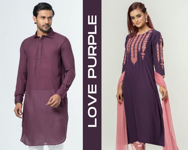 Men's Cotton Punjabi with Ladies Kurti - Couple Set