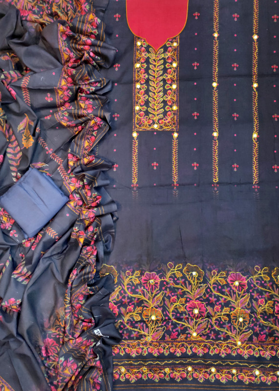 Rajsthani Ari Dollar Work With Embroidery Three Piece