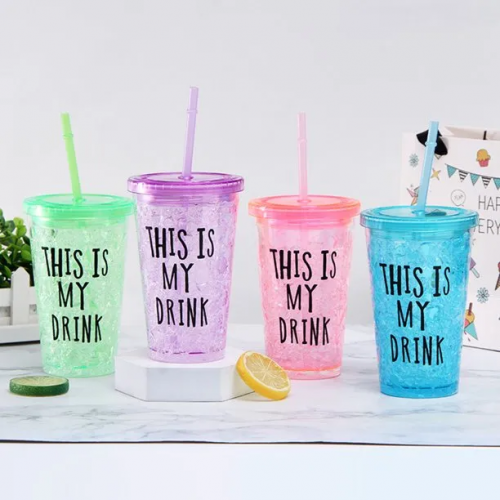 0.5L Plastic Cool Glass Shaped Sipper Bottle