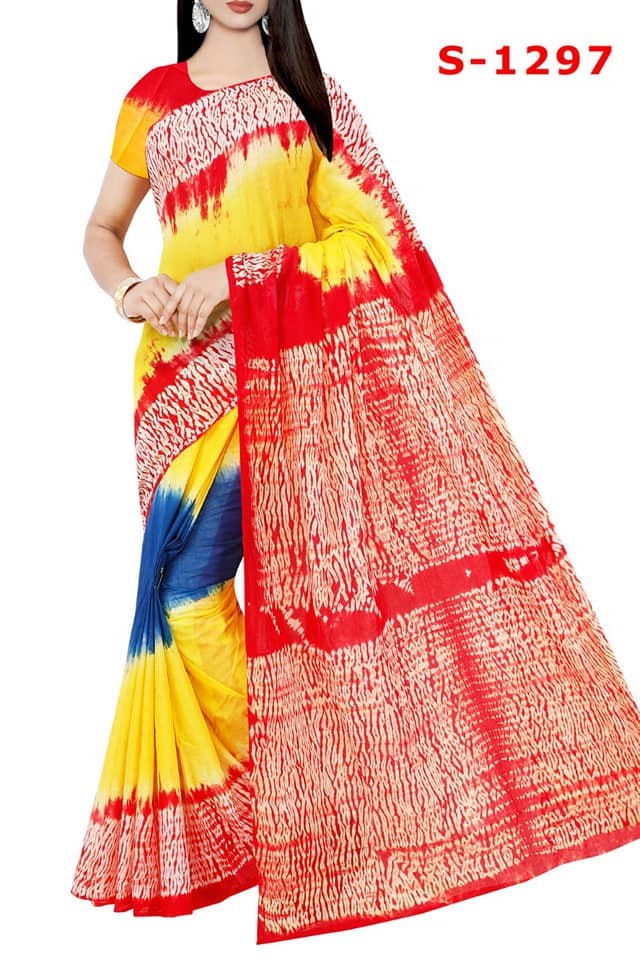 Multicolor Mom Batik Saree with Blouse Piece