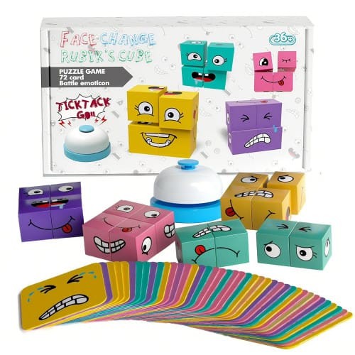 Wooden Face Changing Building Block Puzzle Game for Kids