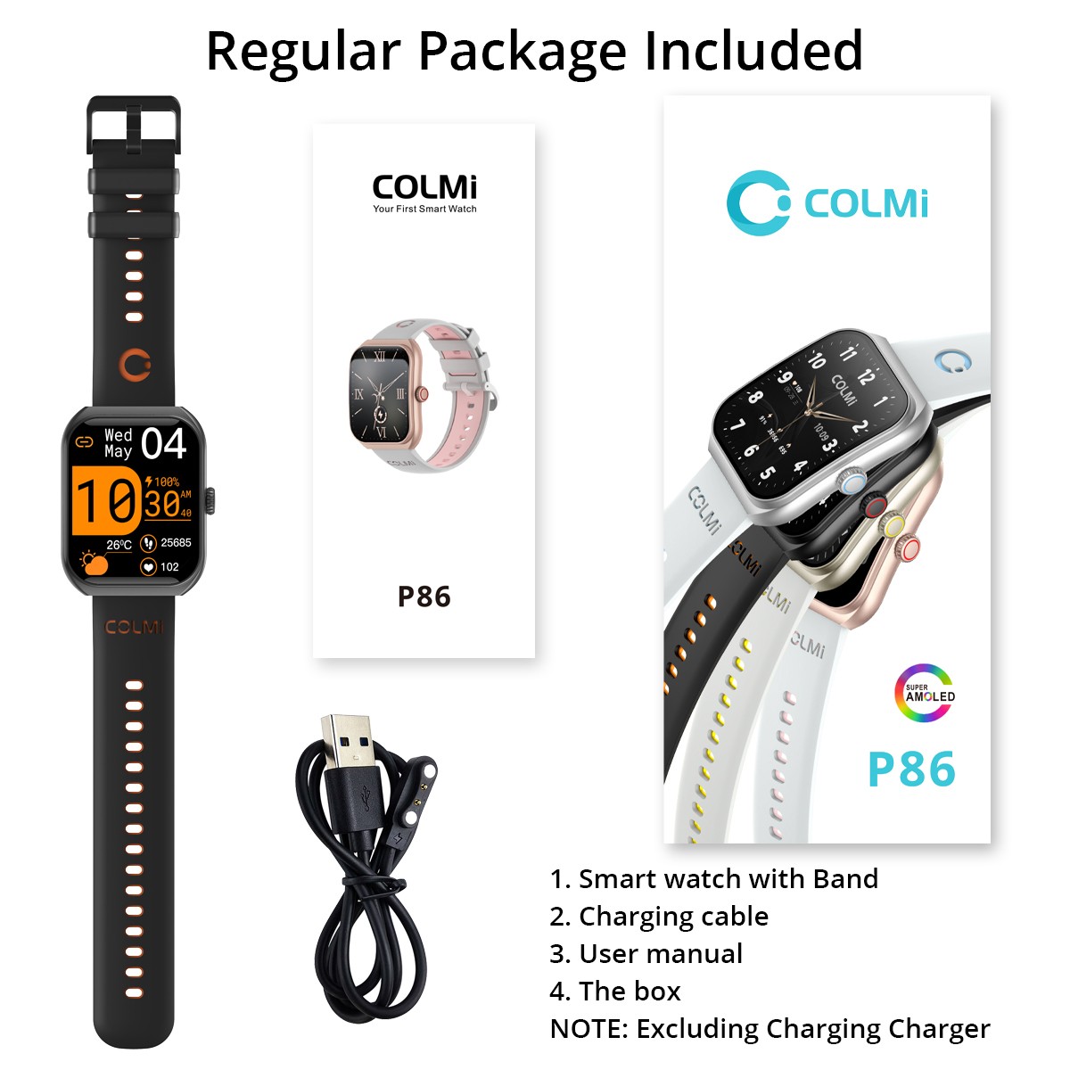 COLMI P86 Smart Watch Waterproof Official – 1.93 In AMOLED Display, Fitness Heart Rate Monitor, Bluetooth Calling, 1ATM