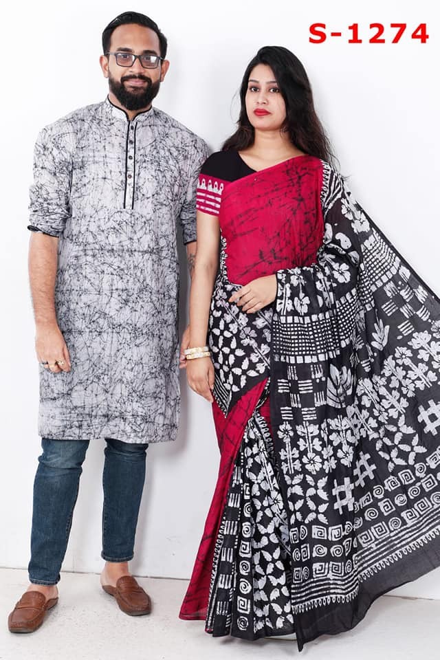 Half silk saree dupaiyan Panjabi couple Dress