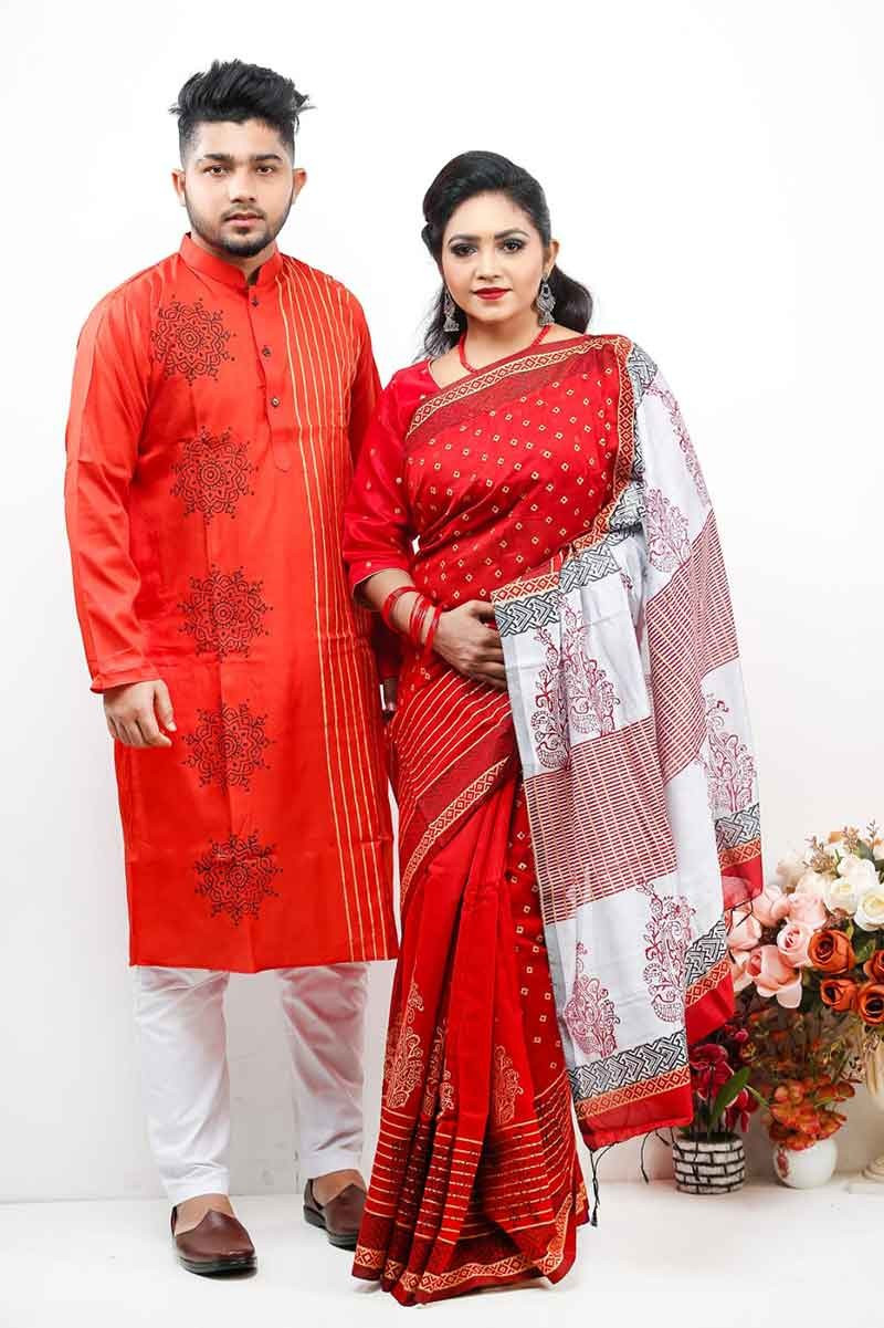 Half silk saree dupaiyan Panjabi couple Dress-3