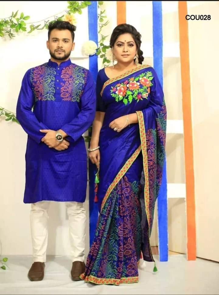 Half silk saree dupaiyan ccouple Dress