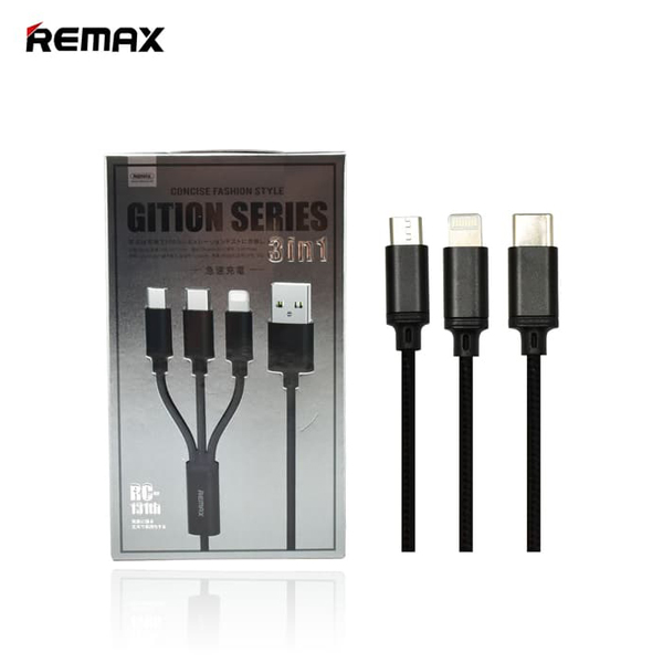 Original Remax RC-131TH Gition Series 3 IN 1 Charging Cable 1.15M- Black Remax RC-131TH Gition Series 3 IN 1 Charging Cable 1.15M- Black