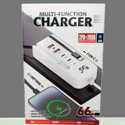 Product Title: Multi-Function Fast Charger 66W (2PD + 2USB)
