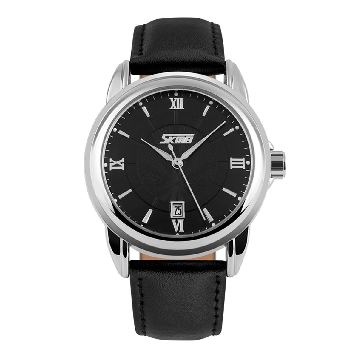 SKMEI 9089BL Leather Quartz Watch for Men