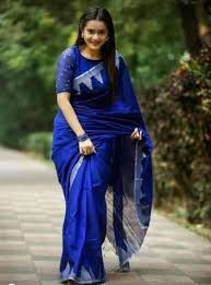 Luxury Fashion With Royal Blue Color Half Silk Jhum Saree With Temple Par