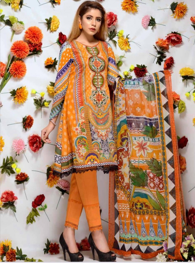 Orchid Digital Printed With Embroidered Lawn collection