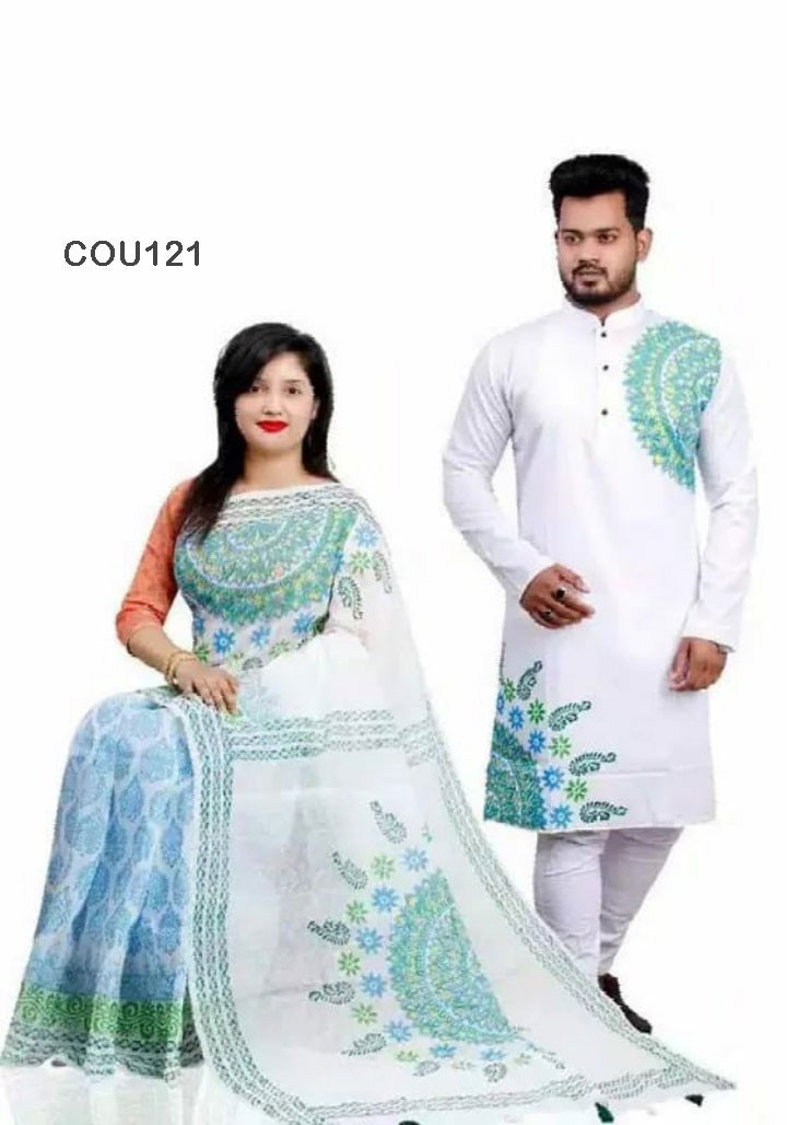 Half silk saree dupaiyan Panjabi couple Dress