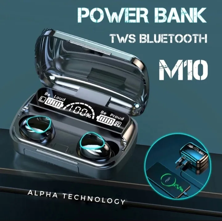 M10 TWS Wireless Earbuds with Digital Display & Touch Control