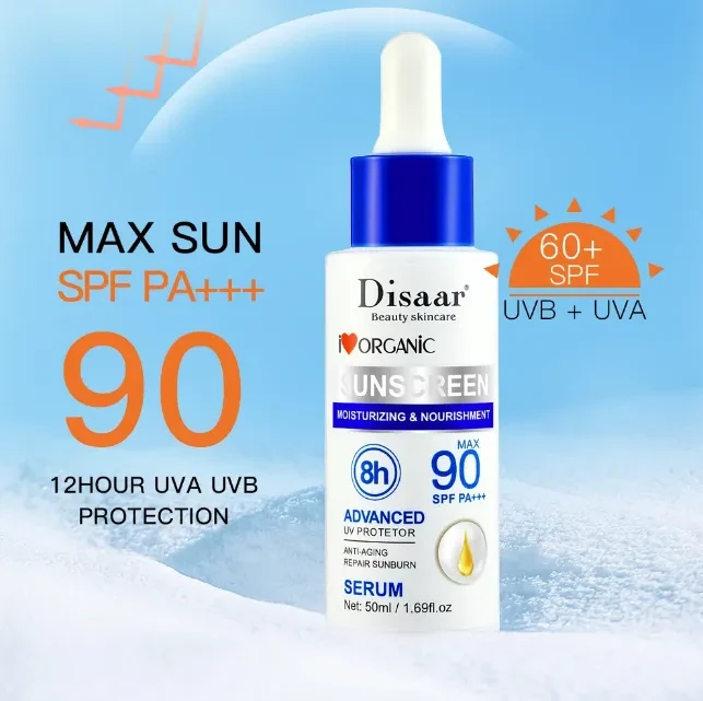 Disaar SPF 90 Sunscreen Serum Long Lasting UV Protector Sunblock Moisturizing Anti-aging Repair Skin Protective Essence 50ml