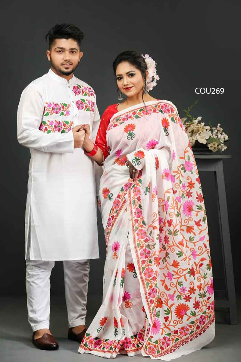 Half silk saree dupaiyan Panjabi couple Dress-4