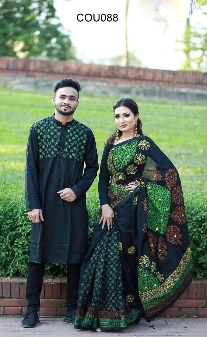 Half silk saree dupaiyan Panjabi couple Dress