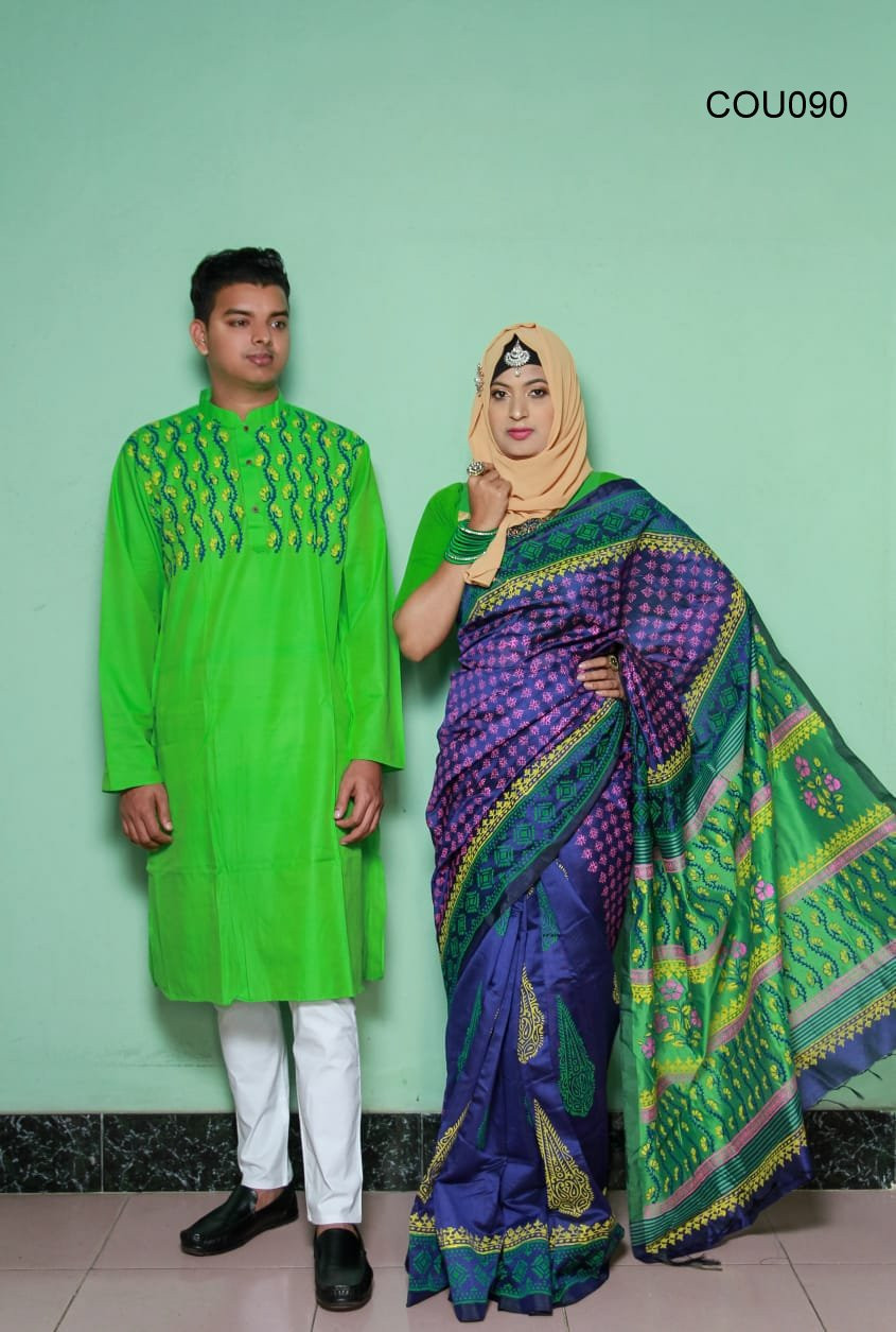 Half silk saree dupaiyan Panjabi couple Dress