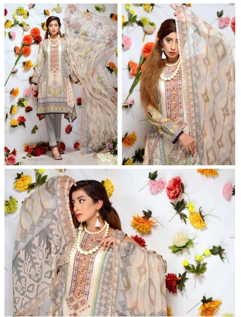 Orchid Digital Printed With Embroidered Lawn collection