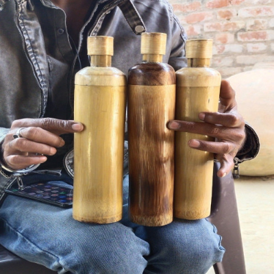 Eco Friendly Bamboo Water Botol Round Design