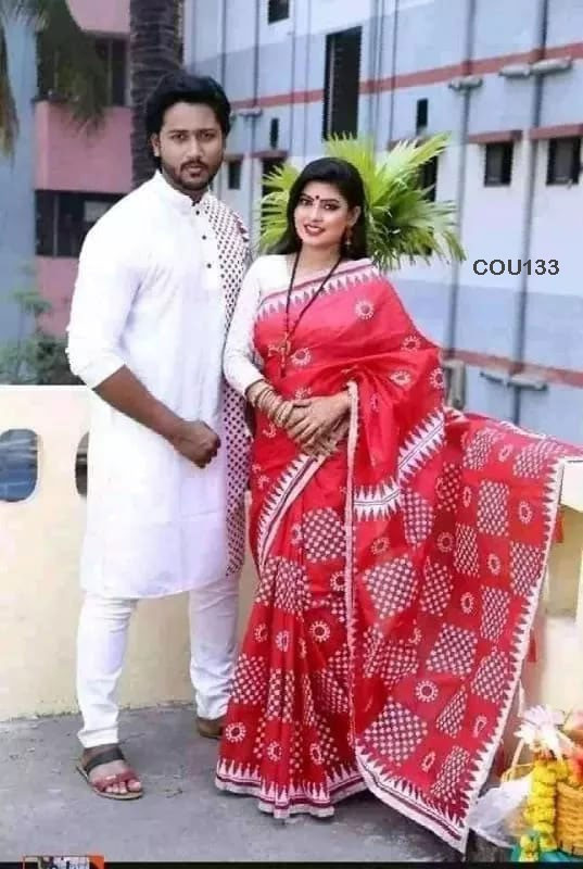 Half silk saree dupaiyan Panjabi couple Dress