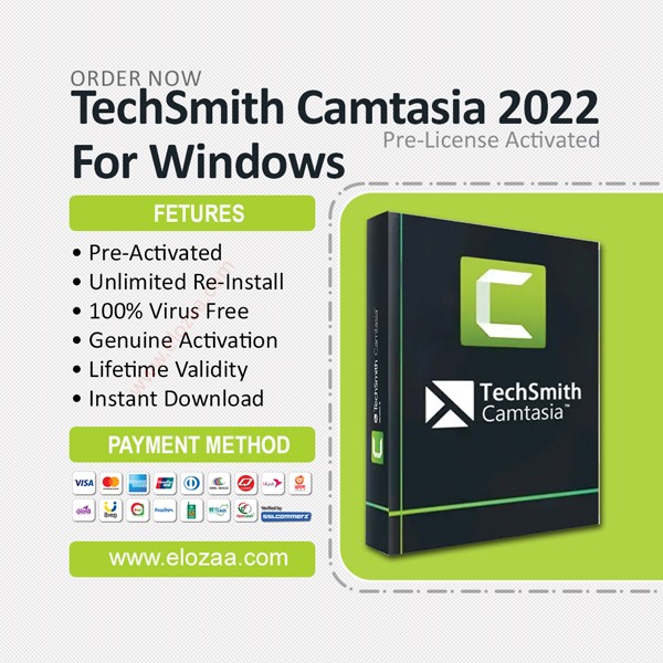 TechSmith Camtasia 2022 for Windows-  Lifetime Activation - Instant Download - Fast and Easy Video Editing Software