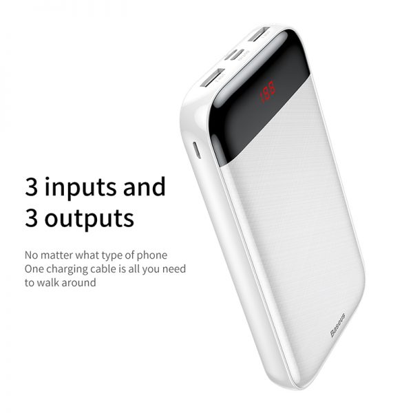 Baseus Mini Cu Digital Display Power Bank 20000mAh White