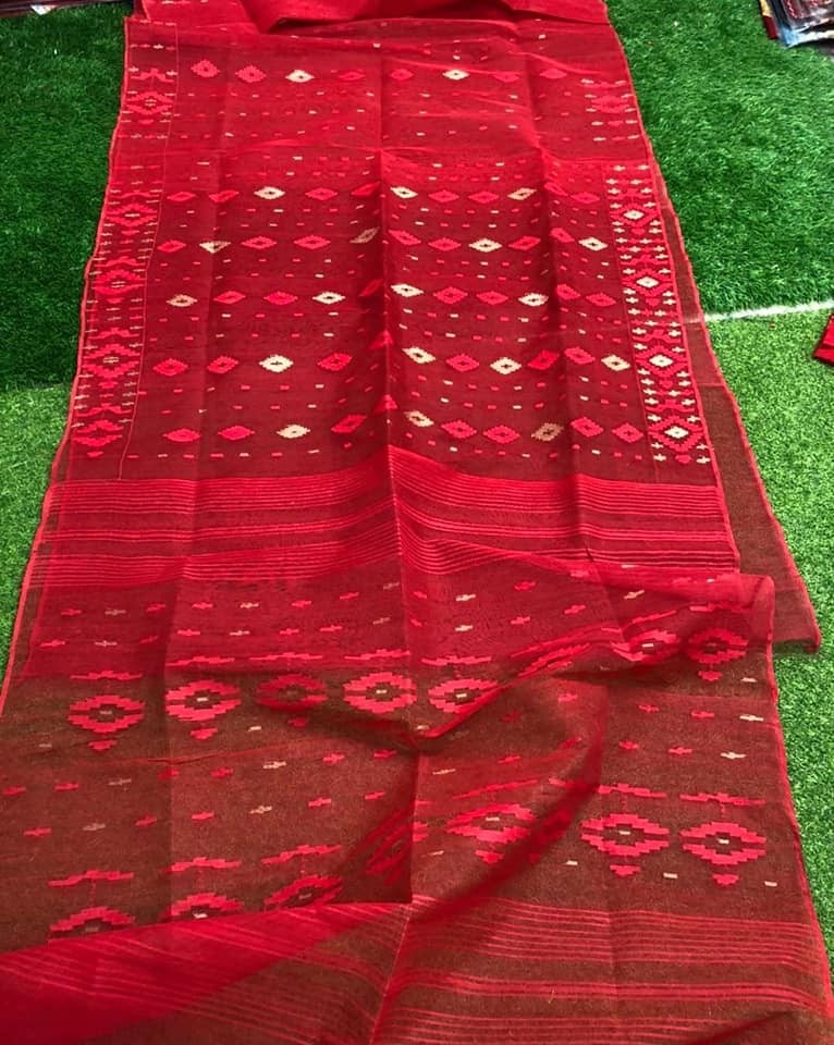 Multi Colour Moslin Jamdani Saree for Women