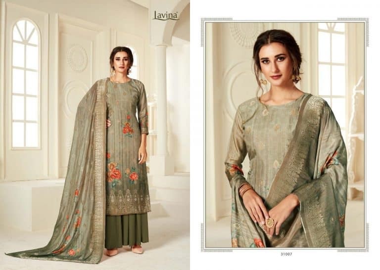 Indian Lavina High Fashionable Embroidery Plus Digital Print Dress ,Dupatta Pure Digital 3 Piece for stylish women.