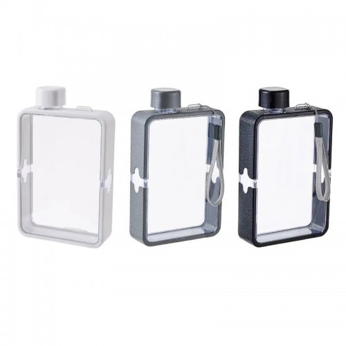 400ml Outdoor Portable Transparent Square Leakproof Flat Water Bottle